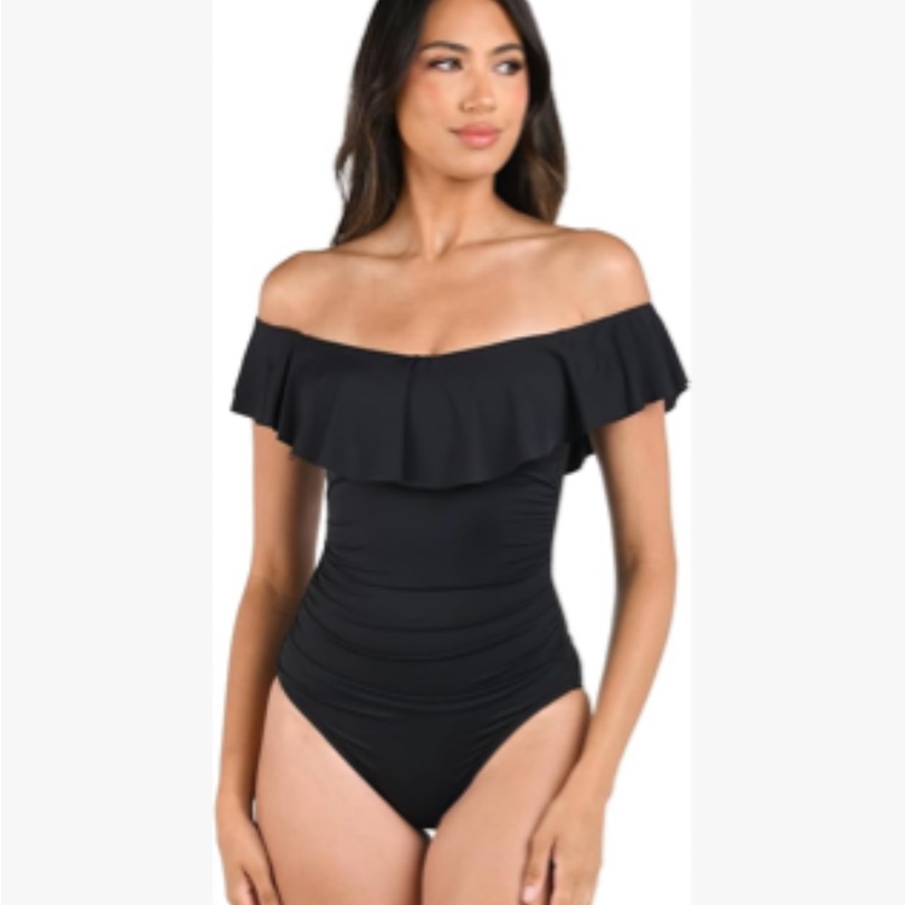 La Blanca Elegant Black Off-Shoulder Swimsuit